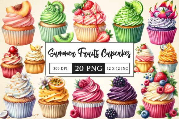 Download Summer Fruits Cupcakes Clipart - Cupcakes Collection