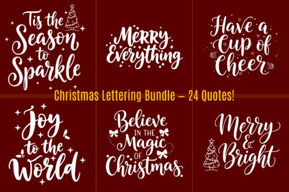 Download 24 Christmas Calligraphy Quotes Vectors - Premium Bundle
