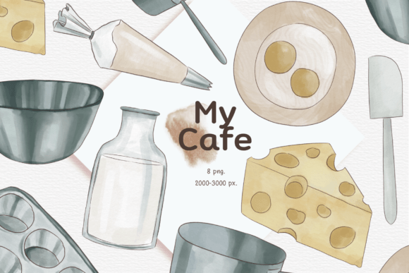 Download My Cafe Watercolor (kitchenware) - Kitchenware Collection