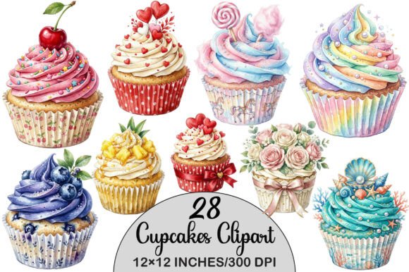 Download Watercolor Cupcakes Clipart - Cupcakes Collection