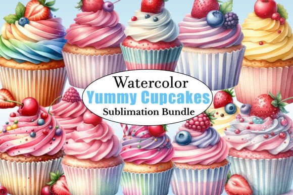 Download Watercolor Yummy Cupcakes PNG Clipart - Cupcakes Collection