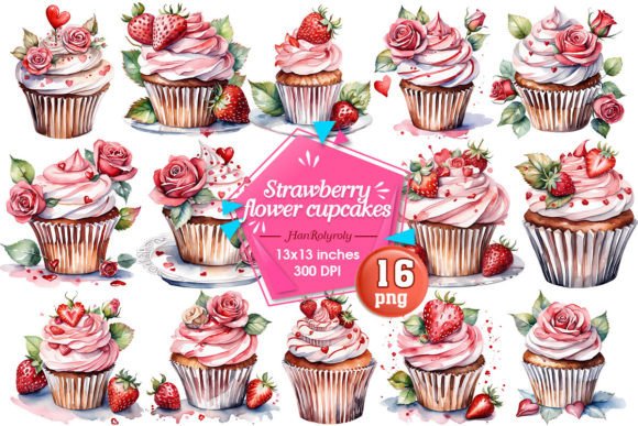 Download Strawberry Flower Cupcakes Png Clipart - Cupcakes Collection