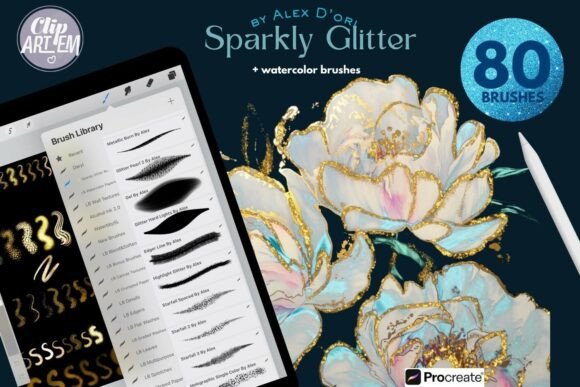 Download Glitter Watercolor Procreate Brushes 80 - Premium Resources