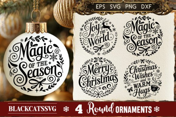 Download Round Christmas Ornament SVG 4 Designs - Premium Resources