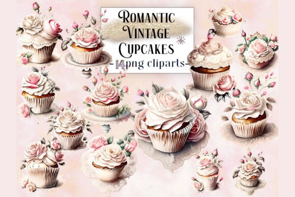 Download Romantic Vintage Cupcakes Cliparts - Premium Resources